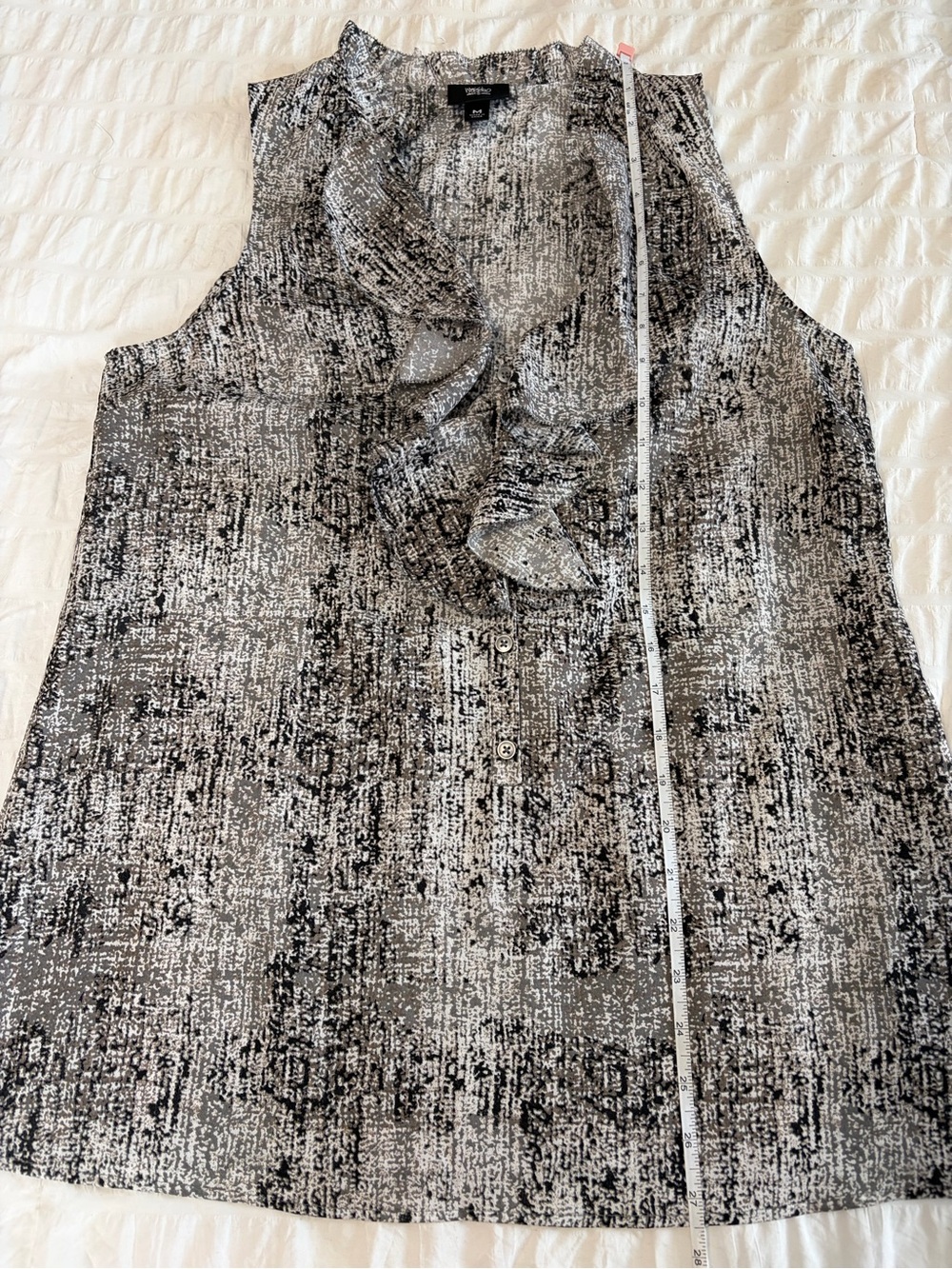 Mossimo Textured Look Ruffle Neck Sleeveless Top - Gray & Black - Picture 12 of 16